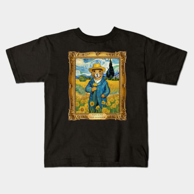 Vincent Van Gopher Kids T-Shirt by Dorky Donkey Designs